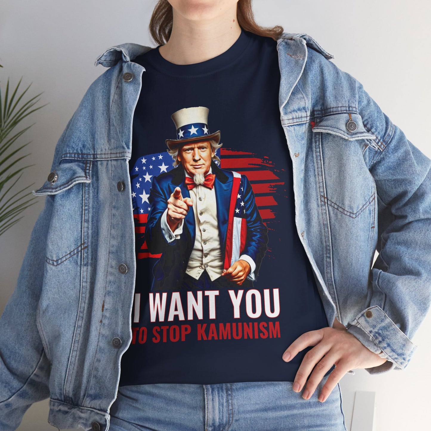 Uncle Trump "I Want You, To Stop Kamunism" T-Shirt (Unisex) - Patriotic 2024 Election Apparel