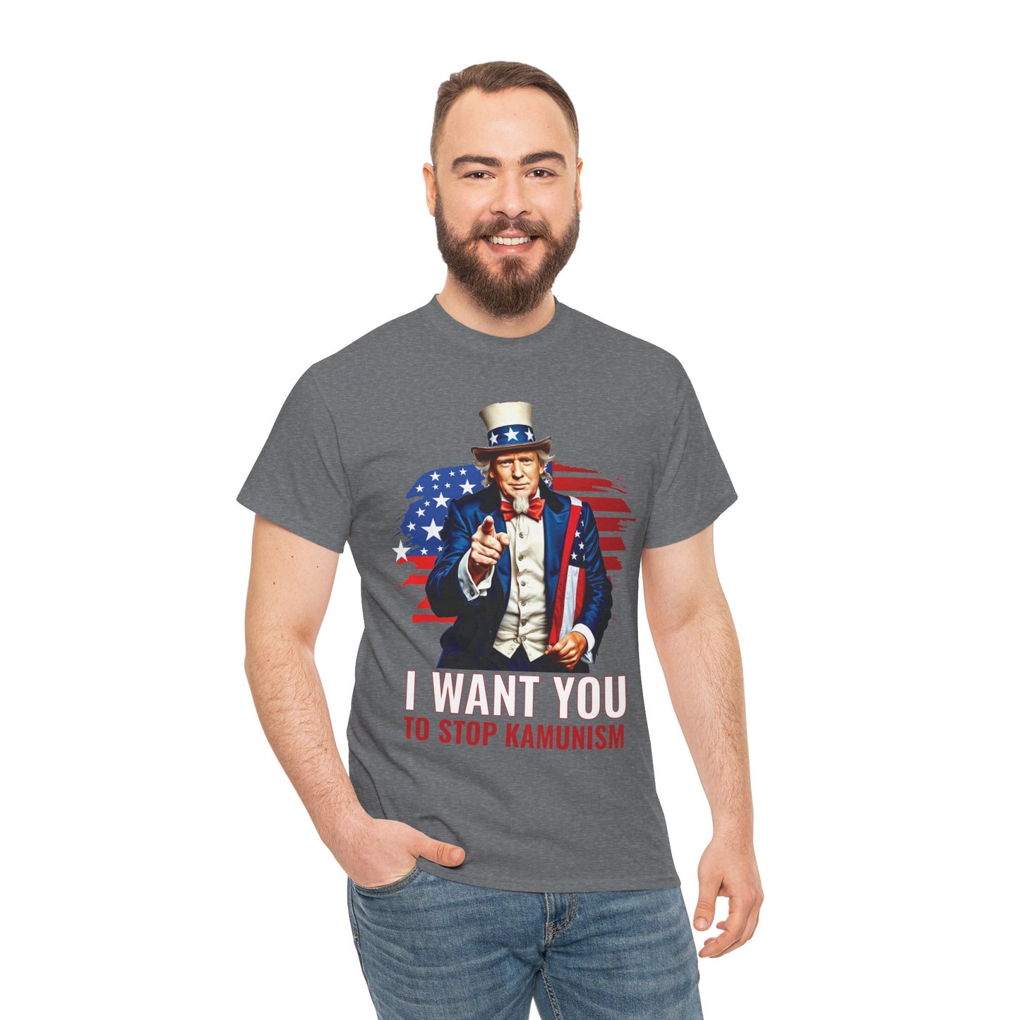 Uncle Trump "I Want You, To Stop Kamunism" T-Shirt (Unisex) - Patriotic 2024 Election Apparel