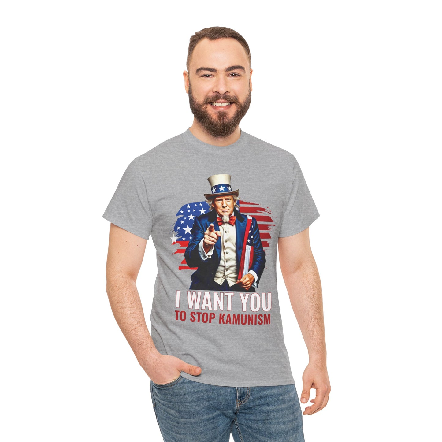 Uncle Trump "I Want You, To Stop Kamunism" T-Shirt (Unisex) - Patriotic 2024 Election Apparel