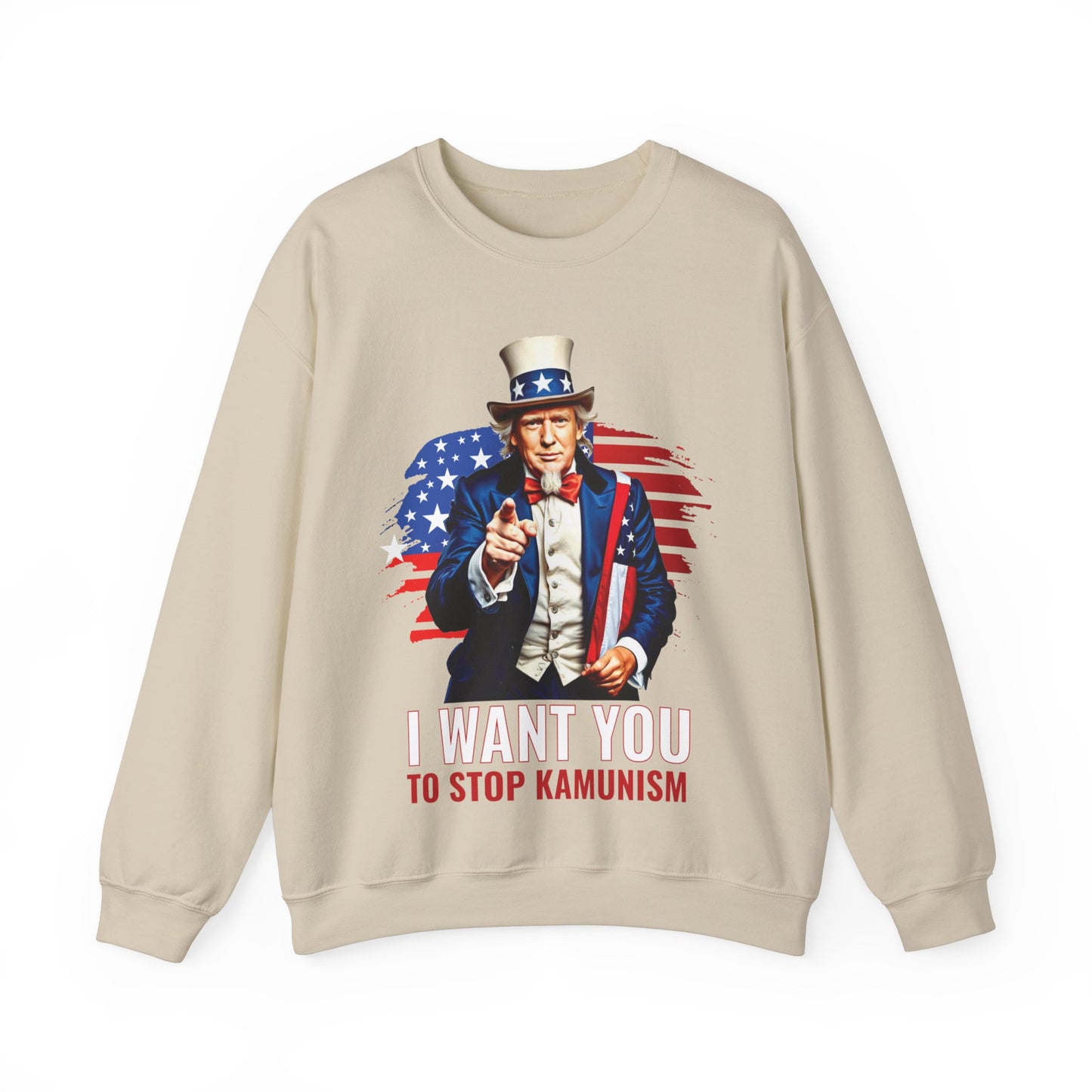 Uncle Trump "I Want You, To Stop Kamunism" Crewneck Sweatshirt (Unisex) - Patriotic 2024 Election Apparel