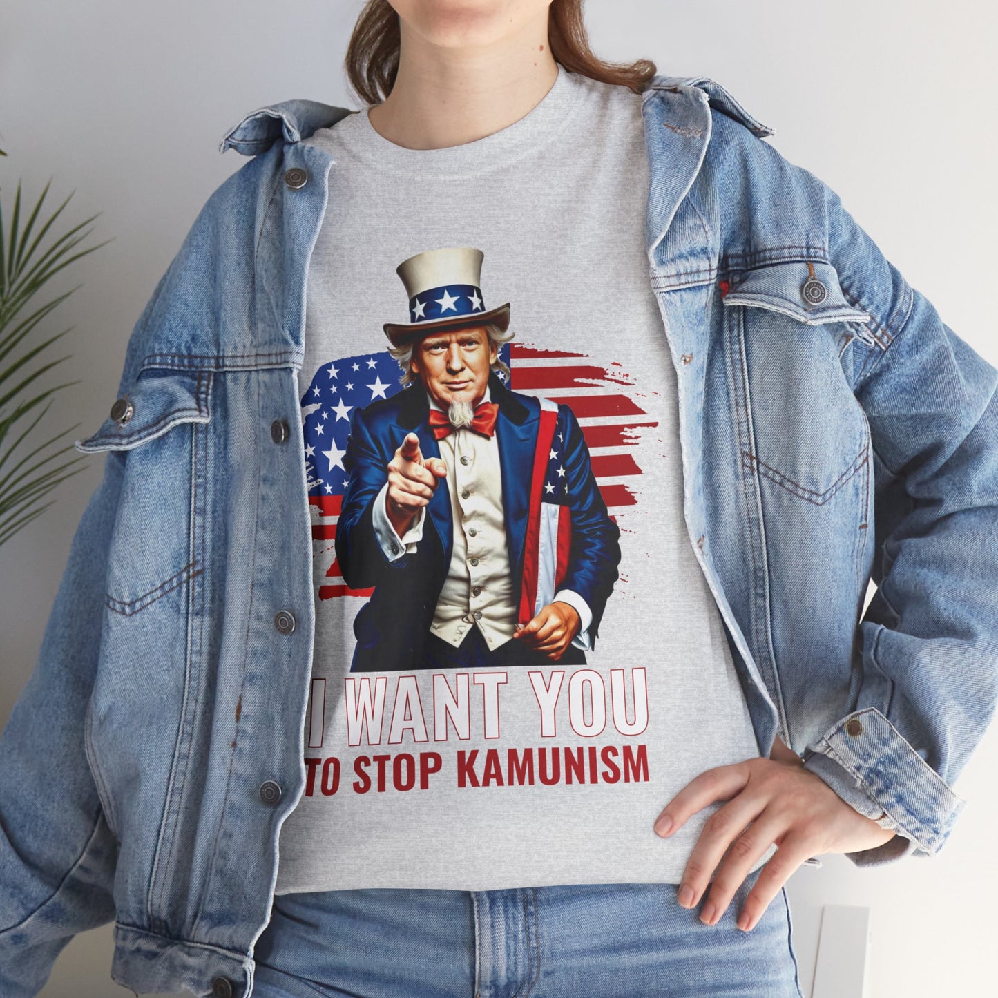 Uncle Trump "I Want You, To Stop Kamunism" T-Shirt (Unisex) - Patriotic 2024 Election Apparel