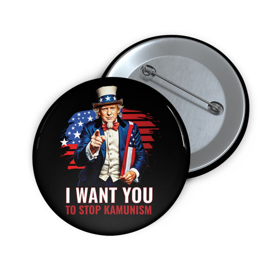 Uncle Trump Stop Kamunism Pin Button - Patriotic 2024 Election Memorabilia