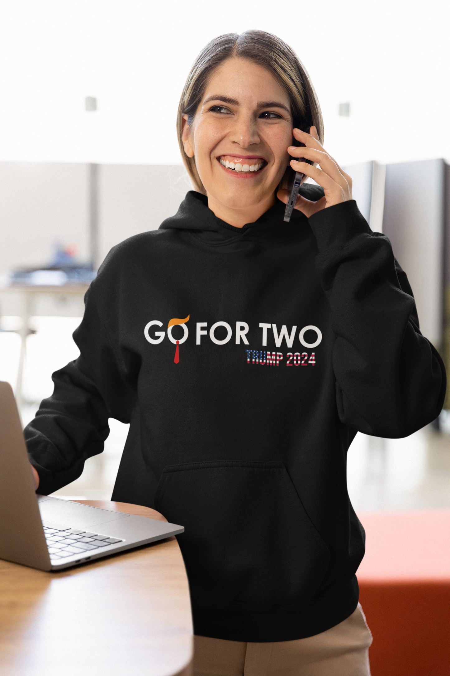 🔥 GO FOR TWO Hoodie (Unisex)- Trump 2024 Election Apparel