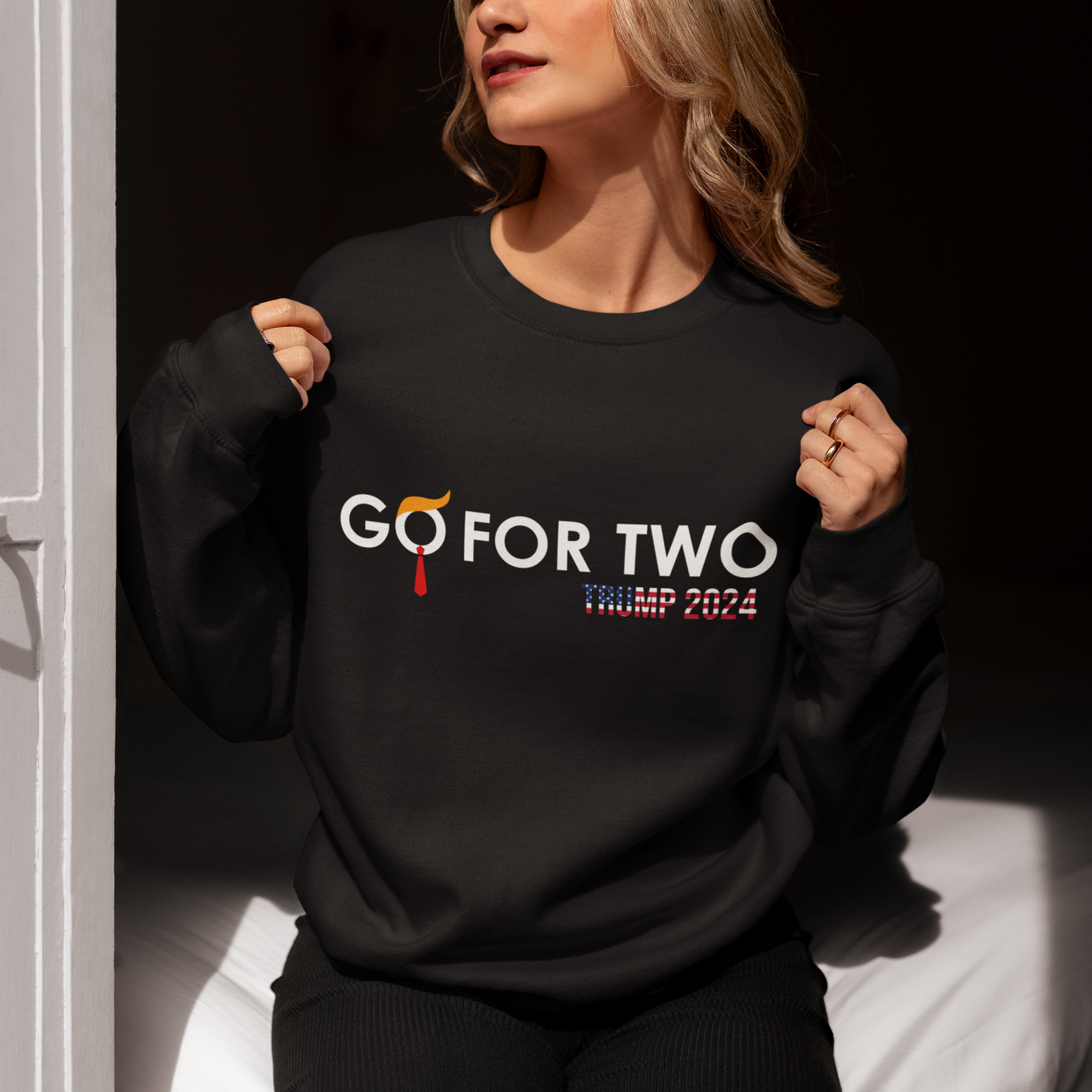 🔥 "GO FOR TWO" Trump 2024 Unisex Sweatshirt - Bold Political Statement 🧡👔🇺🇸