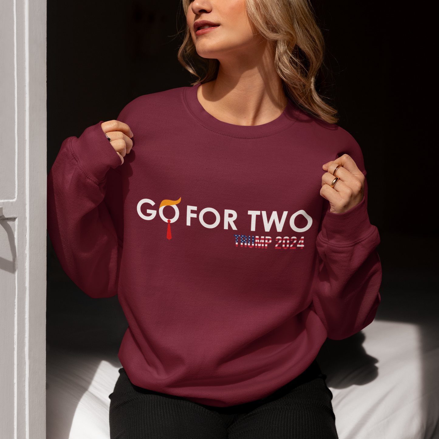 🔥 "GO FOR TWO" Trump 2024 Unisex Sweatshirt - Bold Political Statement 🧡👔🇺🇸