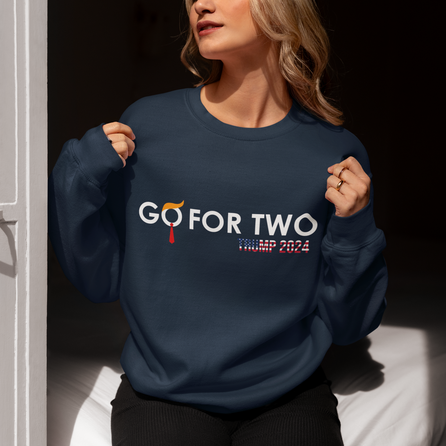 🔥 "GO FOR TWO" Trump 2024 Unisex Sweatshirt - Bold Political Statement 🧡👔🇺🇸