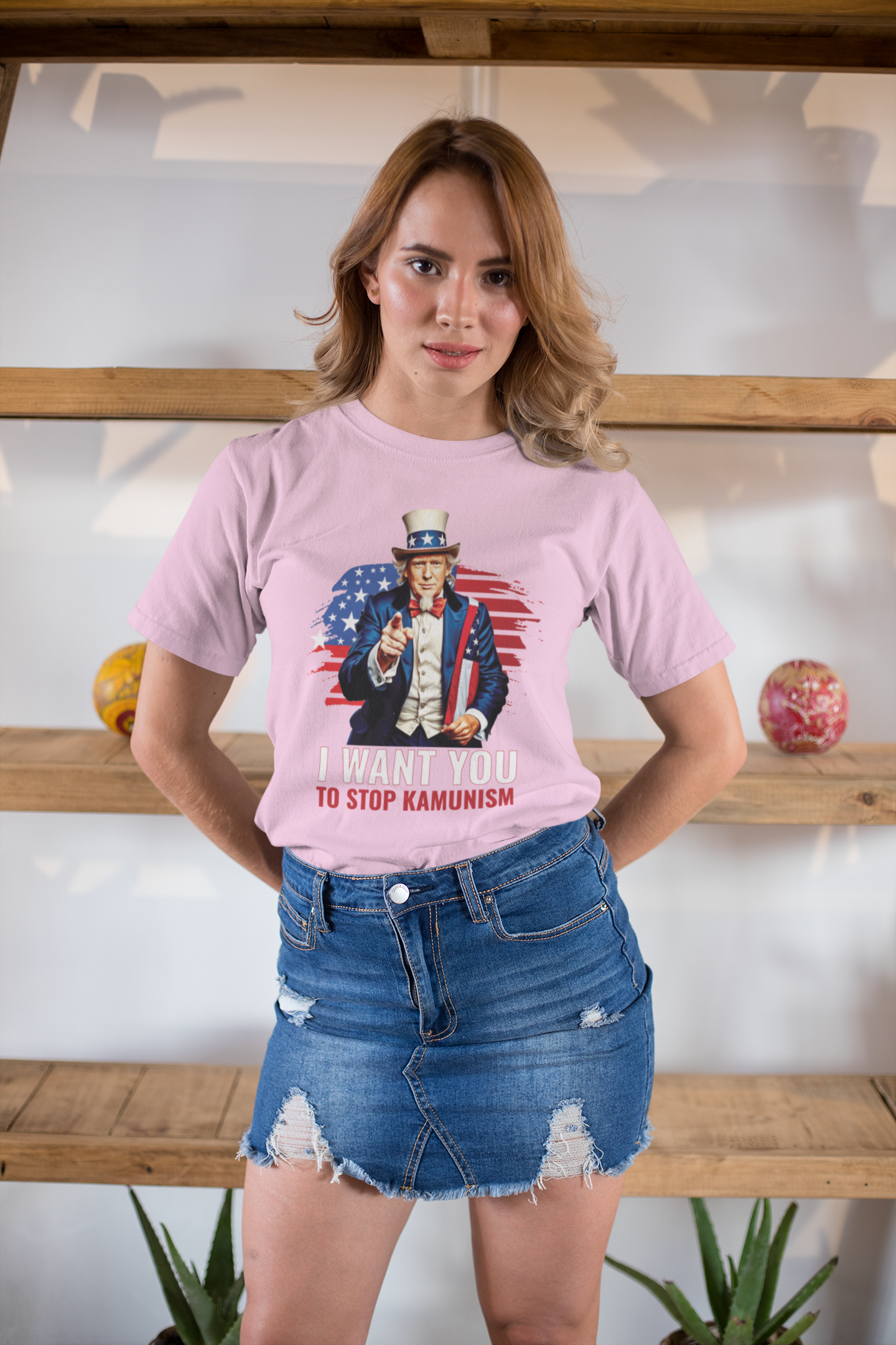 Uncle Trump "I Want You, To Stop Kamunism" T-Shirt (Unisex) - Patriotic 2024 Election Apparel