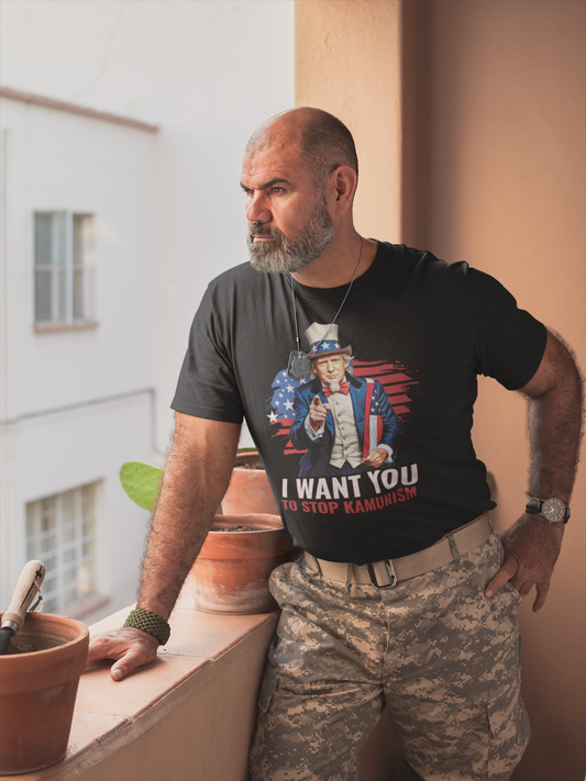 Uncle Trump "I Want You, To Stop Kamunism" T-Shirt (Unisex) - Patriotic 2024 Election Apparel